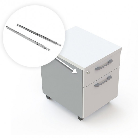 Emuca Paire De Coulisses Pour Tiroirs, À Billes, 17 X 310 Mm, Sortie Partielle, Zingué, 5 Ut.