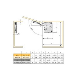 Emuca Compas Pour Portes Relevables, Force 580 - 1250, Acier Et Plastique, Gris Anthracite