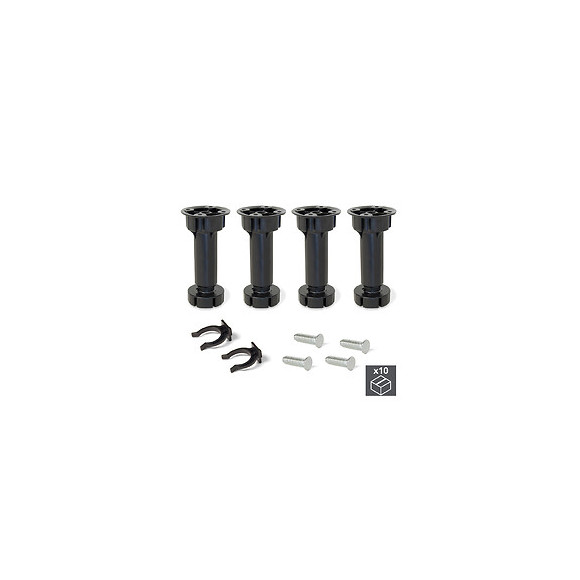 Emuca Pied Réglable Avec Base Pré-assemblée Pour Meuble, Réglable 148 - 165 Mm, Plastique, Noir, 40 Ut.