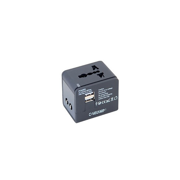 Adaptateur De Voyage Monobloc Avec 2 Prises Usb Max. 2.1a