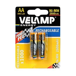 2 Piles Rechargeables Ni-mh Stilo Aa 2600 Mah