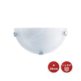 Sirio : Plafonnier Demi-lune En Albâtre Blanc, Ø 30 Cm, 1xe27