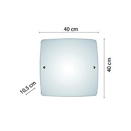 Saphir : Plafonnier En Verre Satiné, Carré 40x40 Cm, E27