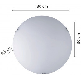 Saphir : Plafonnier En Verre Satiné, Diamètre 30 Cm, E27