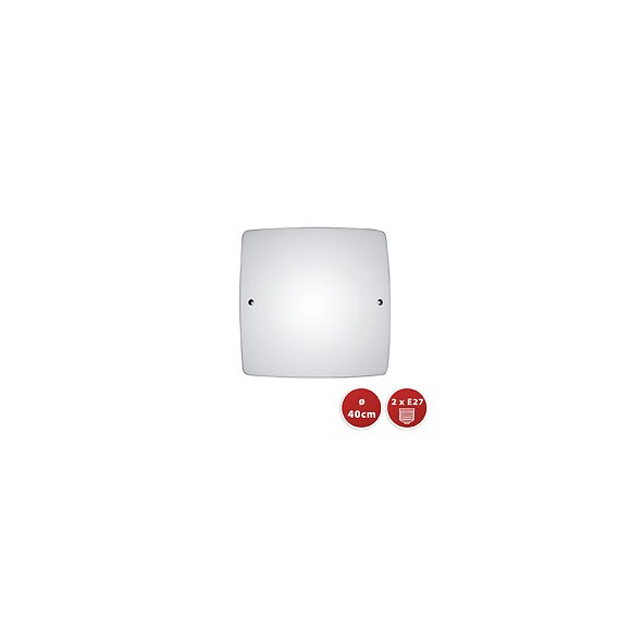 Saphir : Plafonnier En Verre Satiné, Carré 40x40 Cm, E27