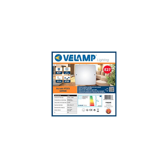 Saphir : Plafonnier En Verre Satiné, Carré 40x40 Cm, E27