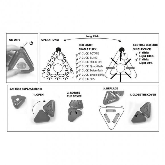 Triangle Lumineux Led Avec Lampe Torche Et Aimant. 3aaa Non Fournies