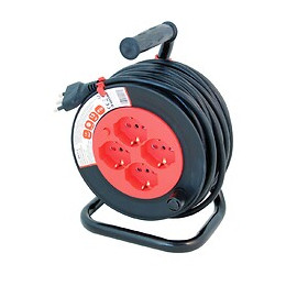 Enrouleur Électrique Standard Italien, 4 Prises, Câble H05vv-f3g1.5mm2, 15m, Ce