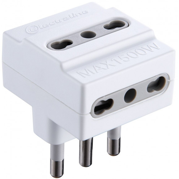 Adaptateur Italien: 3 Prises Bivalentes 10/16 A Et Grosse Fiche 16a