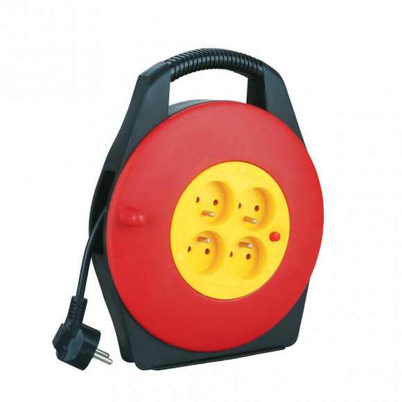 Enrouleur Domestique 10m H05vv-f3g1.0mm2, 4 Prises 2p+t 16a,nf,ce