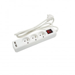 Multiprise 3 Sorties + 2 Usb. Cable 1,5m