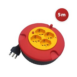 Enrouleur De Câble Domestique 4 Prises, Câble H05vv-f3g1.0mm2, 5m, Ce
