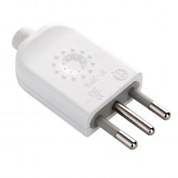 Fiche Droite Italienne, 2p + T, 10a, 230v, Blanc Mat