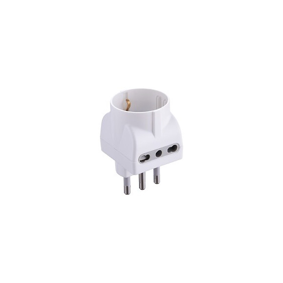 Adaptateur Italien: 1 Prise Schuko 10 / 16a + 2 Prises 10/16a. Fiche 16a