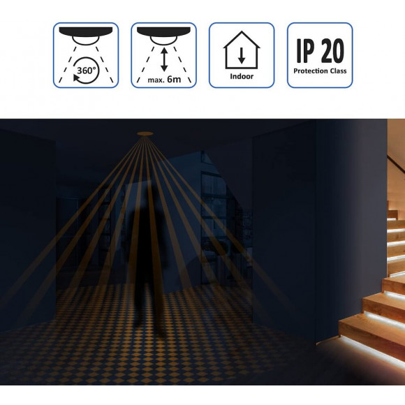 Détecteur De Mouvements Infra-rouges 360°, Encastrable. Blanc