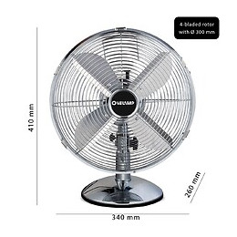Bora3: Ventilateur De Table 30 Cm, En Métal Chromé