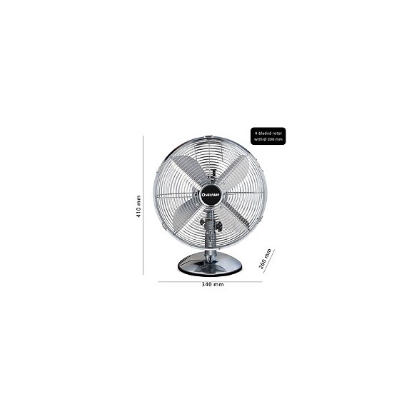 Bora3: Ventilateur De Table 30 Cm, En Métal Chromé