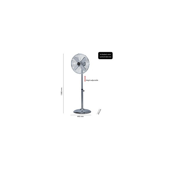 Mistral3 : Ventilateur Sur Pied 40 Cm, En Métal Chromé