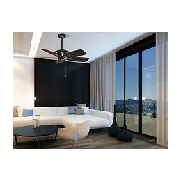 Ventilateur De Plafond Réversible Nickelé Noir Avec Pales Noires Et Rouge Ultra Design