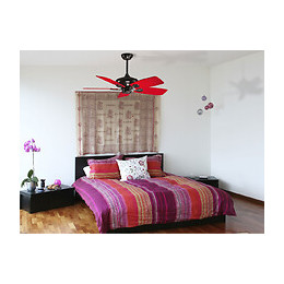 Ventilateur De Plafond Réversible Nickelé Noir Avec Pales Noires Et Rouge Ultra Design