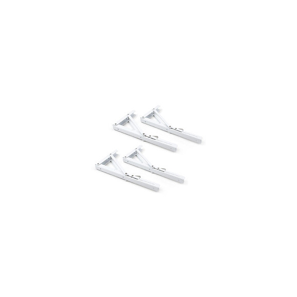 Emuca Lot De 4 Supports D'étagères Pliables., 300, Peint En Blanc, Acier