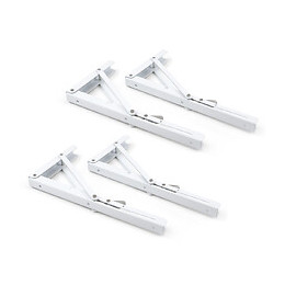 Emuca Lot De 4 Supports D'étagères Pliables., 200, Peint En Blanc, Acier