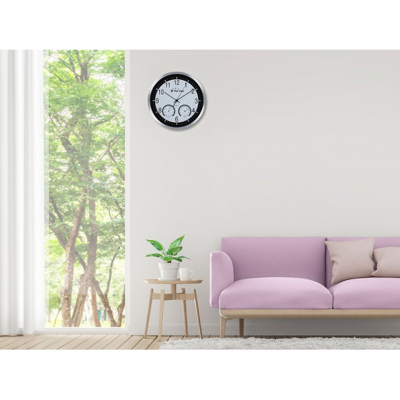 Station Météo Analogique De Mural Couleur Blanc Et Noir