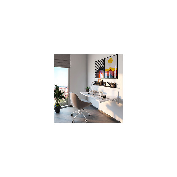 Emuca Lot De 4 Supports D'étagères Pliables., 200, Peint En Blanc, Acier