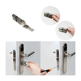 Emuca Cylindre De Serrure Europeen Pour Porte, 30 X 30 Mm, Embrayage Simple, Longue Came, 5 Clés, Aluminium, Nickel Satiné, 5