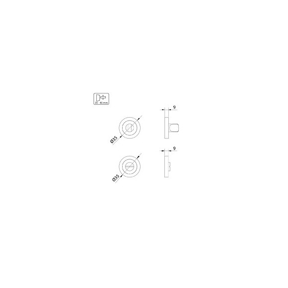 Emuca Jeu Rosace De Condamnation Avec Rosace Ronde Pour Porte Intérieur, Diamètre 35 Mm, Zamak, Nickel Satiné, 5 Un