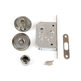 Emuca Kit De Serrure À Condamnation Ronde Pour Porte Coulissante, Acier, Nickel Satiné.