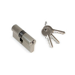 Emuca Cylindre De Serrure Europeen Pour Porte, 30 X 30 Mm, Embrayage Simple, Longue Came, 5 Clés, Aluminium, Nickel Satiné, 5