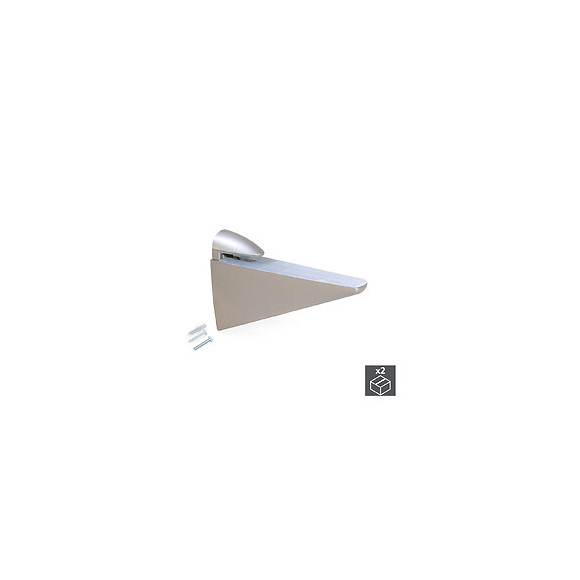 Emuca Support Halcón Pour Étagère En Bois Ou Verre, 2, Peint En Nickel Mat, Plastique Et Zamak