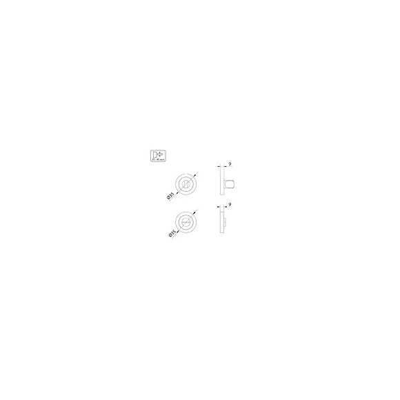 Emuca Jeu Rosace De Condamnation Avec Rosace Ronde Pour Porte Intérieur, Diamètre 35 Mm, Zamak, Noir, 5 Un.