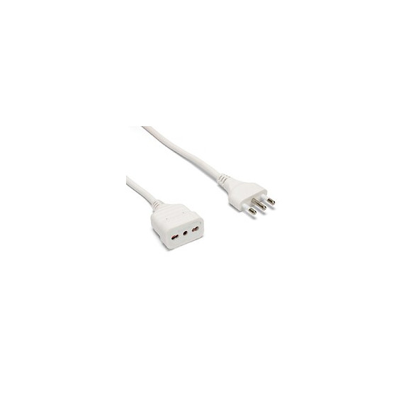 Rallonge Italienne 5 M: Fiche Et Prise 16a, Blanc - Câble 3g0,75 Mm²