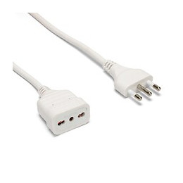 Rallonge Italienne 3 M: Fiche Et Prise 16a, Blanc - Câble 3g0,75 Mm²