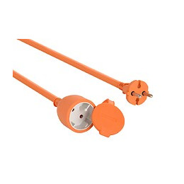 Rallonge De Jardin 20mt, Fiche Européenne Et Prise 2 Pôles, Orange