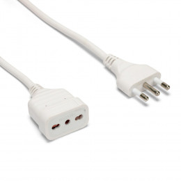 Rallonge Italienne 3 M: Fiche Et Prise 16a, Blanc - Câble 3g0,75 Mm²