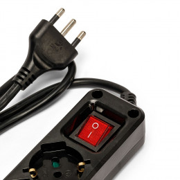 Multiprise Italienne 4 Schuko + 10/16a. Avec Interrupteur, Câble 1m Et Fiche 16a