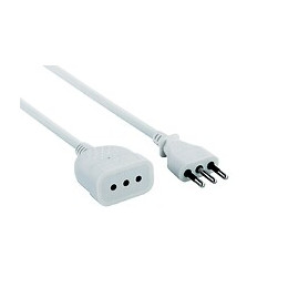 Rallonge Italienne 5 M: Fiche Et Prise 10a, Blanc - Câble 3g0,75 Mm131