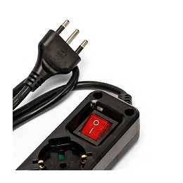 Multiprise Italienne 6 Schuko + 10/16a. Avec Interrupteur, Câble 1m Et Fiche 16a