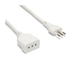 Rallonge Italienne 3 M: Fiche Et Prise 10a, Blanc - Câble 3g0,75 Mm²