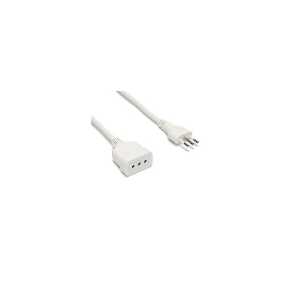 Rallonge Italienne 3 M: Fiche Et Prise 10a, Blanc - Câble 3g0,75 Mm²