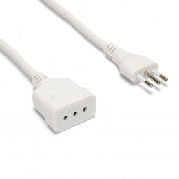 Rallonge Italienne 5 M: Fiche Et Prise 10a, Blanc - Câble 3g0,75 Mm131
