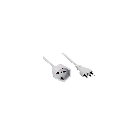 Rallonge 5m Standard Italien: Fiche Et Prise 16a (schuko + 10 / 16a), Blanc. Câble 3g1,5 Mm