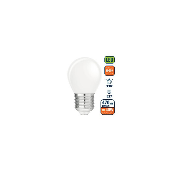 Ampoule À Filament Led Opal, Mini-sphérique P45, 4w / 470lm, Culot E27, 3000k