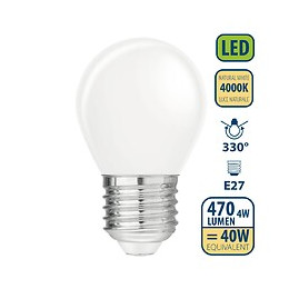 Ampoule À Filament Led Opal, Mini-sphérique P45, 4w / 470lm, Culot E27, 4000k