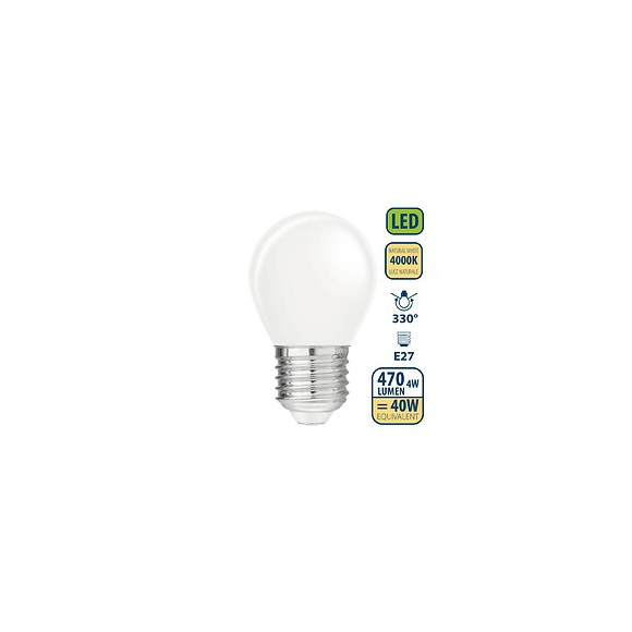 Ampoule À Filament Led Opal, Mini-sphérique P45, 4w / 470lm, Culot E27, 4000k