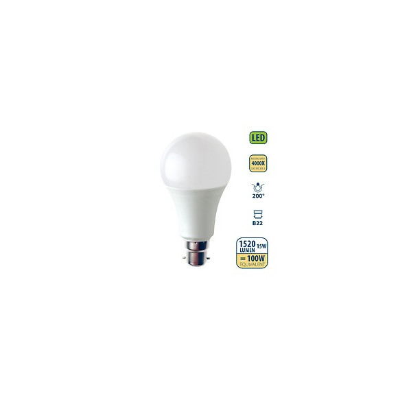 Ampoule Led Smd, Standard A60, 15w / 1520lm, Culot B22 (france), 4000k