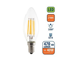 Ampoule À Filament Led, Olive C35, 4w / 470lm, Culot E14, 2700k